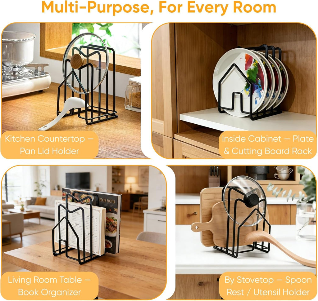Cutting Board Holder Chopping Boards Organizer Holder Kitchen Countertop Pot Pan Lids Rack Kitchenware Organizer Flat Steel 4.92 X 5.7 X 8.47 In. Black