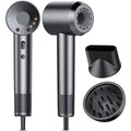 Hair Dryer, 160000 RPM Professional High Speed Blow Dryer, Heat-Control & Low Noise Hairdryer for Faster Drying Hair Types, Travel with Diffuser, Deep Grey