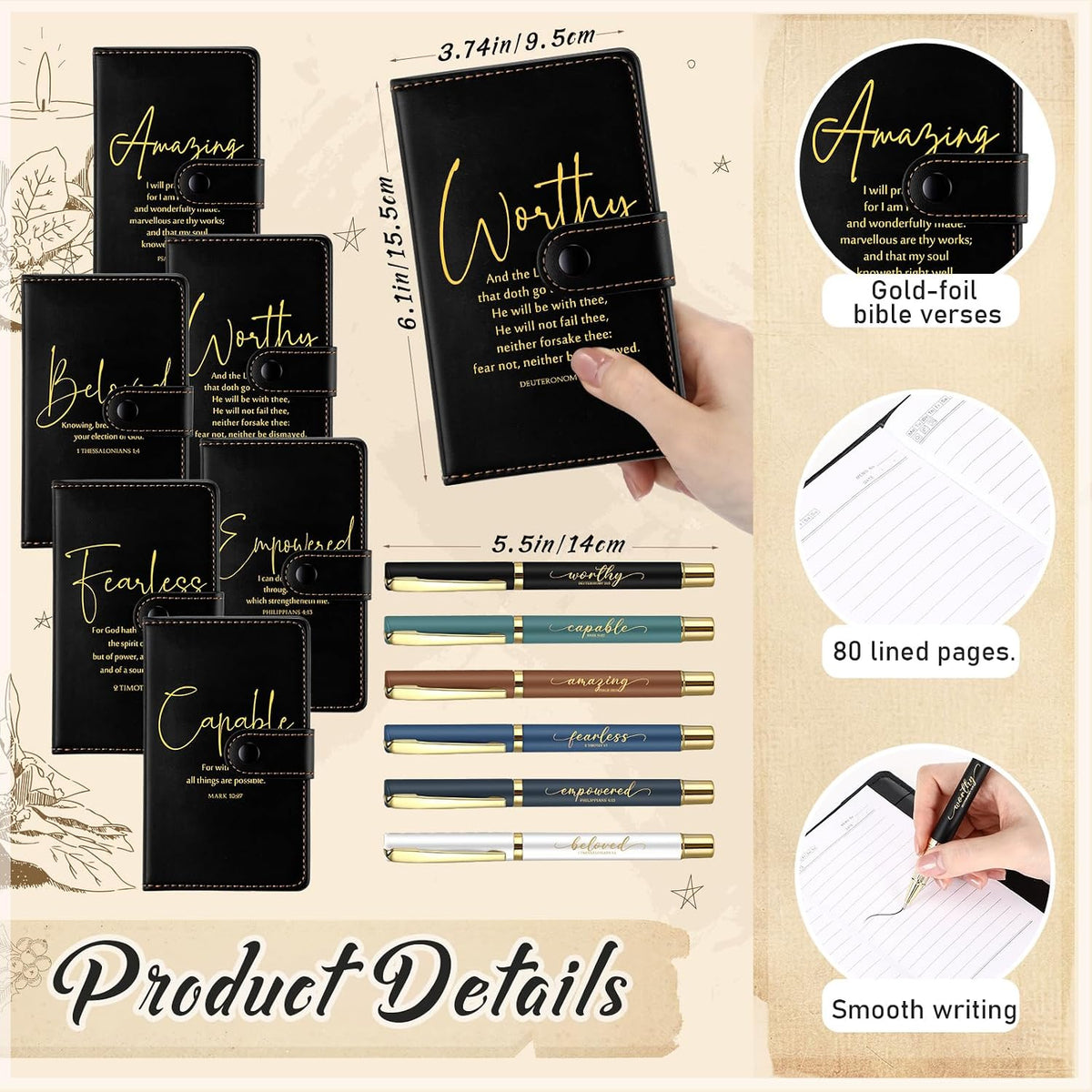 18 Pcs Christian Church Gift 13Oz Coffee Mug Journal Pen, Dark