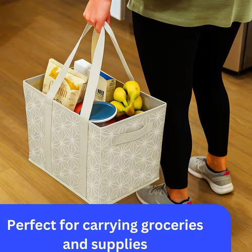 6 Gal. Collapsible Storage Totes, Gray Geo 3-Pack