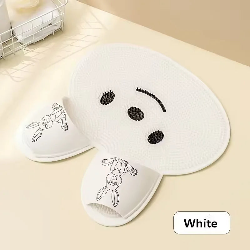 Bathing anti Slip Mat Exfoliating Shower Massage Scraper Bathroom Non-Slip Bath Mat Back Massage Brush Silicone Foot Wash Mat