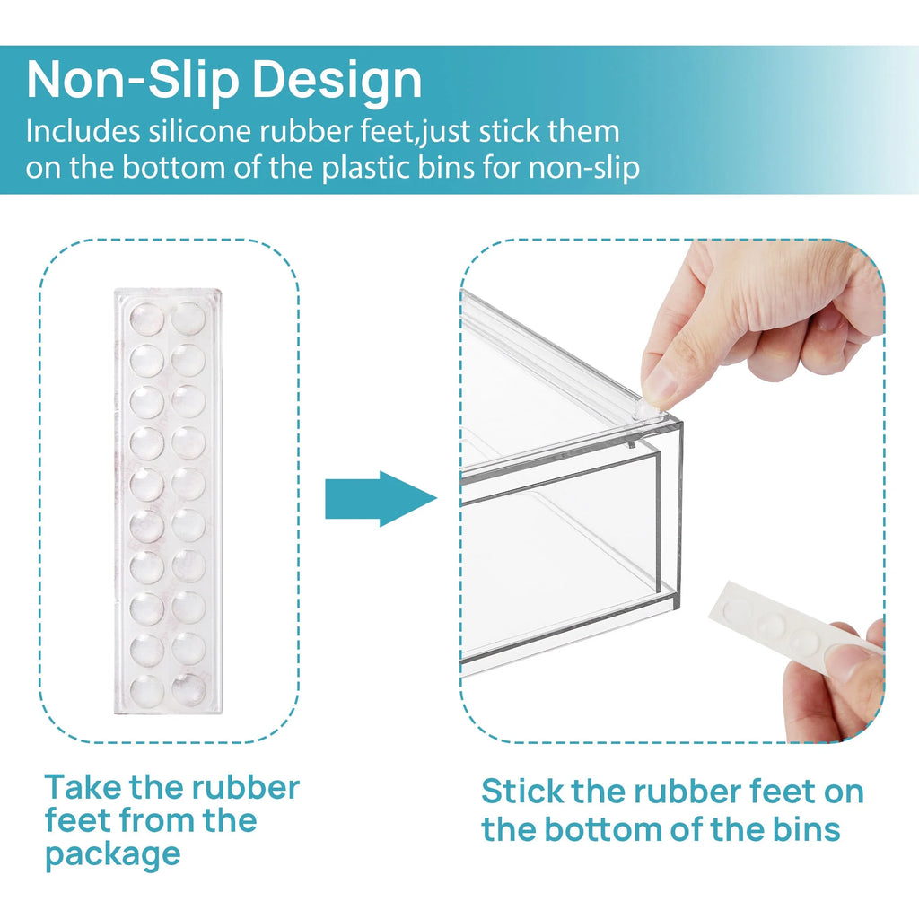Stackable Storage Drawers Set of 3,Clear Plastic Organizer Bins for Makeup, Cosmetics, Beauty Supplies