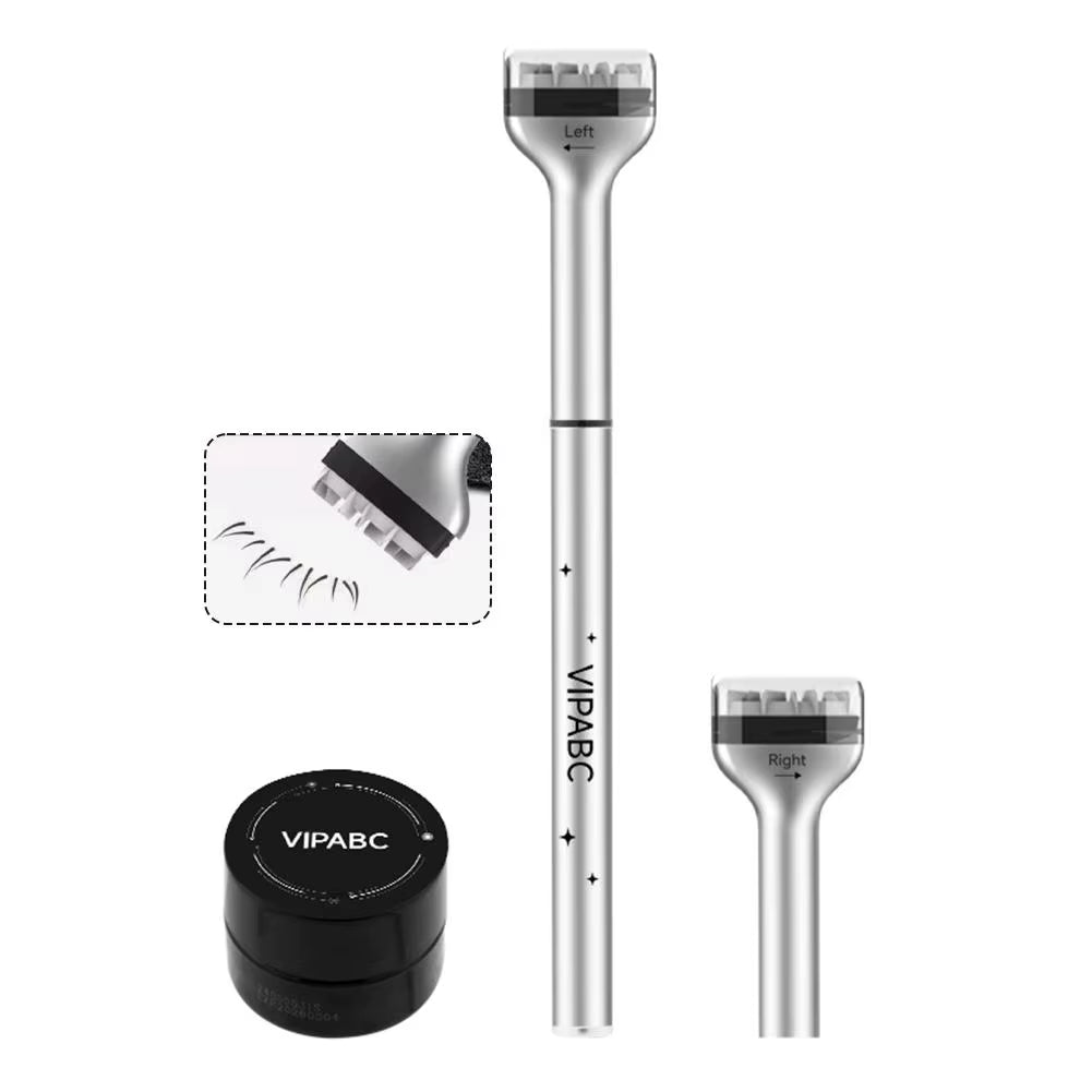 Reusable Eyelash Ink Seal Pen 2 in 1 Lower Eyelash Stamp Tool Fast Dry Black Brown Liquid Eyeliner Pen Natural Simulation Makeup