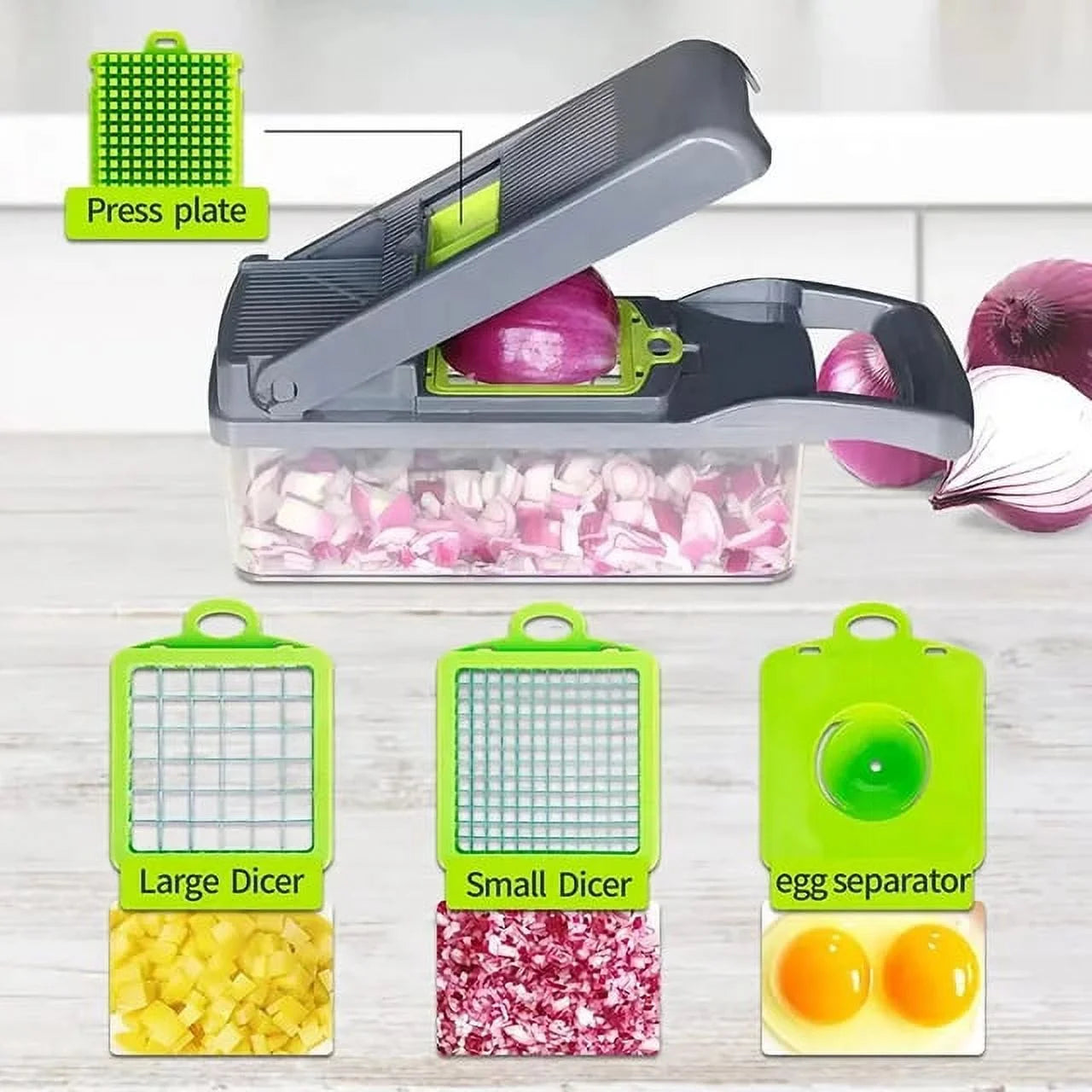 Stainless Steel Food Chopper, Small Vegetable Slicer, White