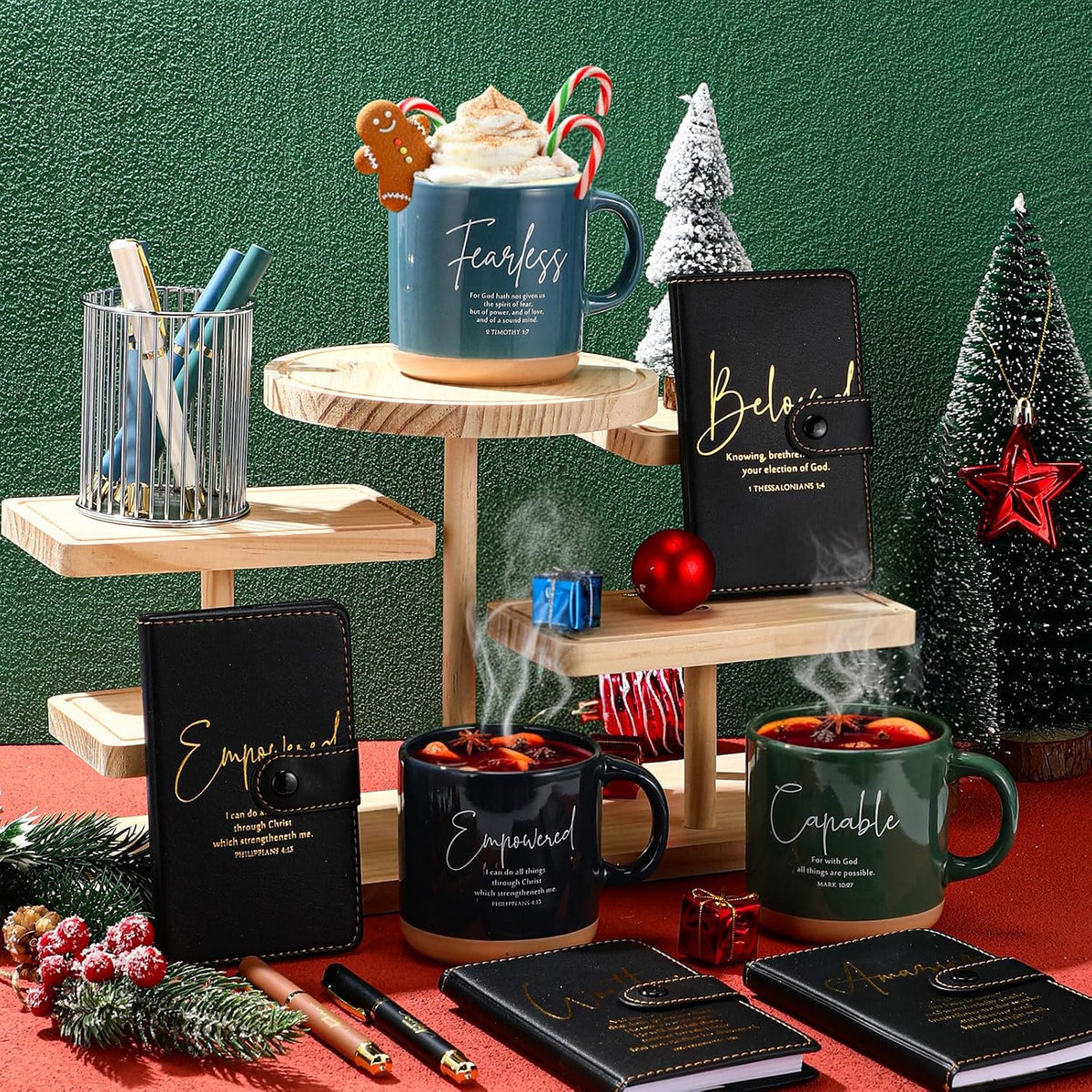 18 Pcs Christian Church Gift 13Oz Coffee Mug Journal Pen, Dark