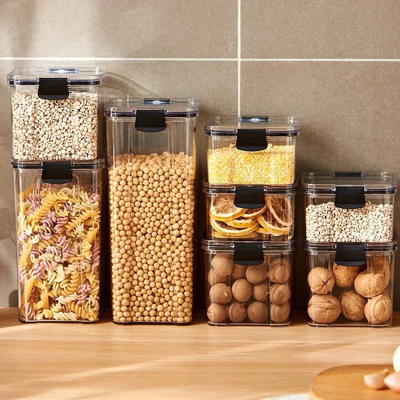 Food Storage Kitchen Containers Plastic Box Jars for Bulk Cereals Kitchen Organizers for Pantry Organizer Jars with Lid Home Set