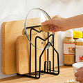 Cutting Board Holder Chopping Boards Organizer Holder Kitchen Countertop Pot Pan Lids Rack Kitchenware Organizer Flat Steel 4.92 X 5.7 X 8.47 In. Black