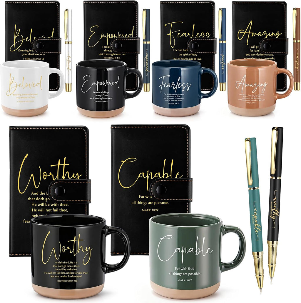 18 Pcs Christian Church Gift 13Oz Coffee Mug Journal Pen, Dark