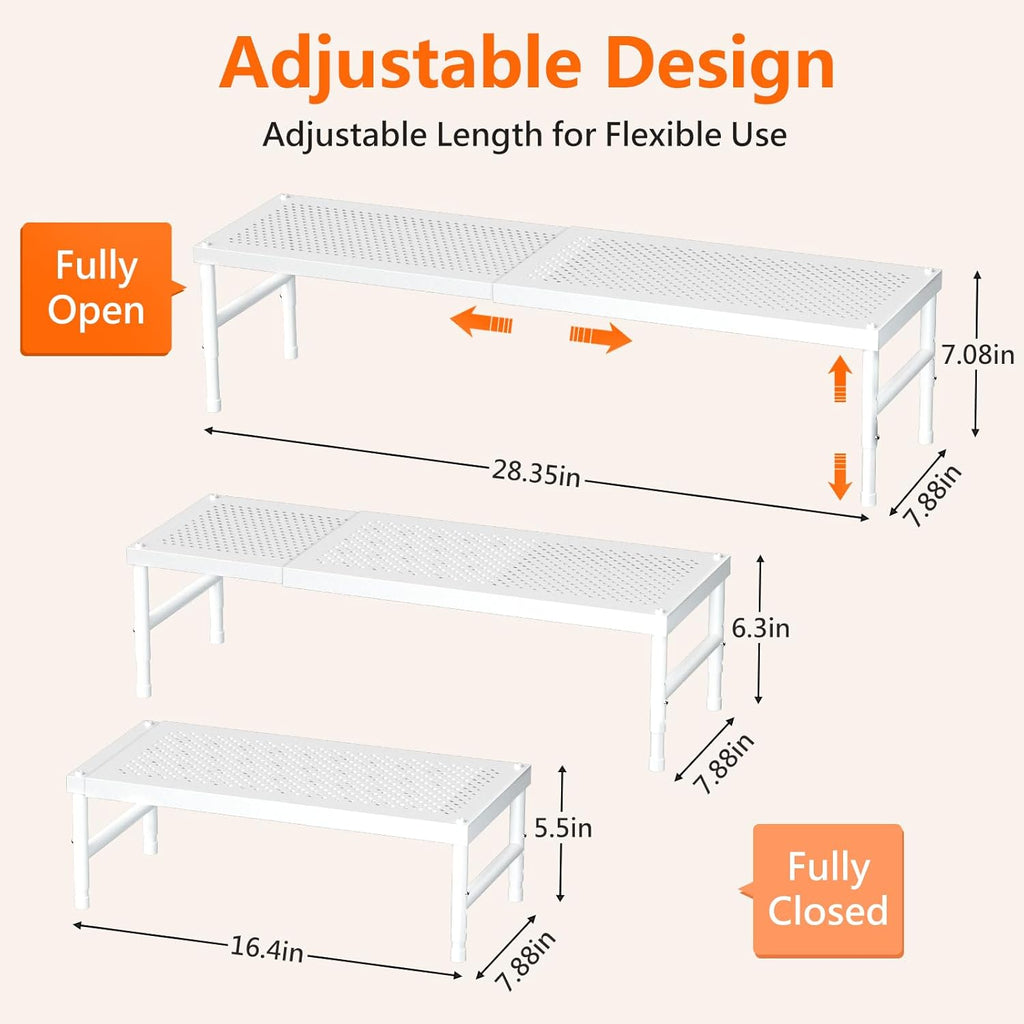 2 Pack Expandable Adjustable Stackable Kitchen Cabinet Organizer,Spice Rack