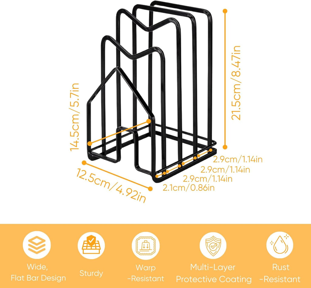 Cutting Board Holder Chopping Boards Organizer Holder Kitchen Countertop Pot Pan Lids Rack Kitchenware Organizer Flat Steel 4.92 X 5.7 X 8.47 In. Black
