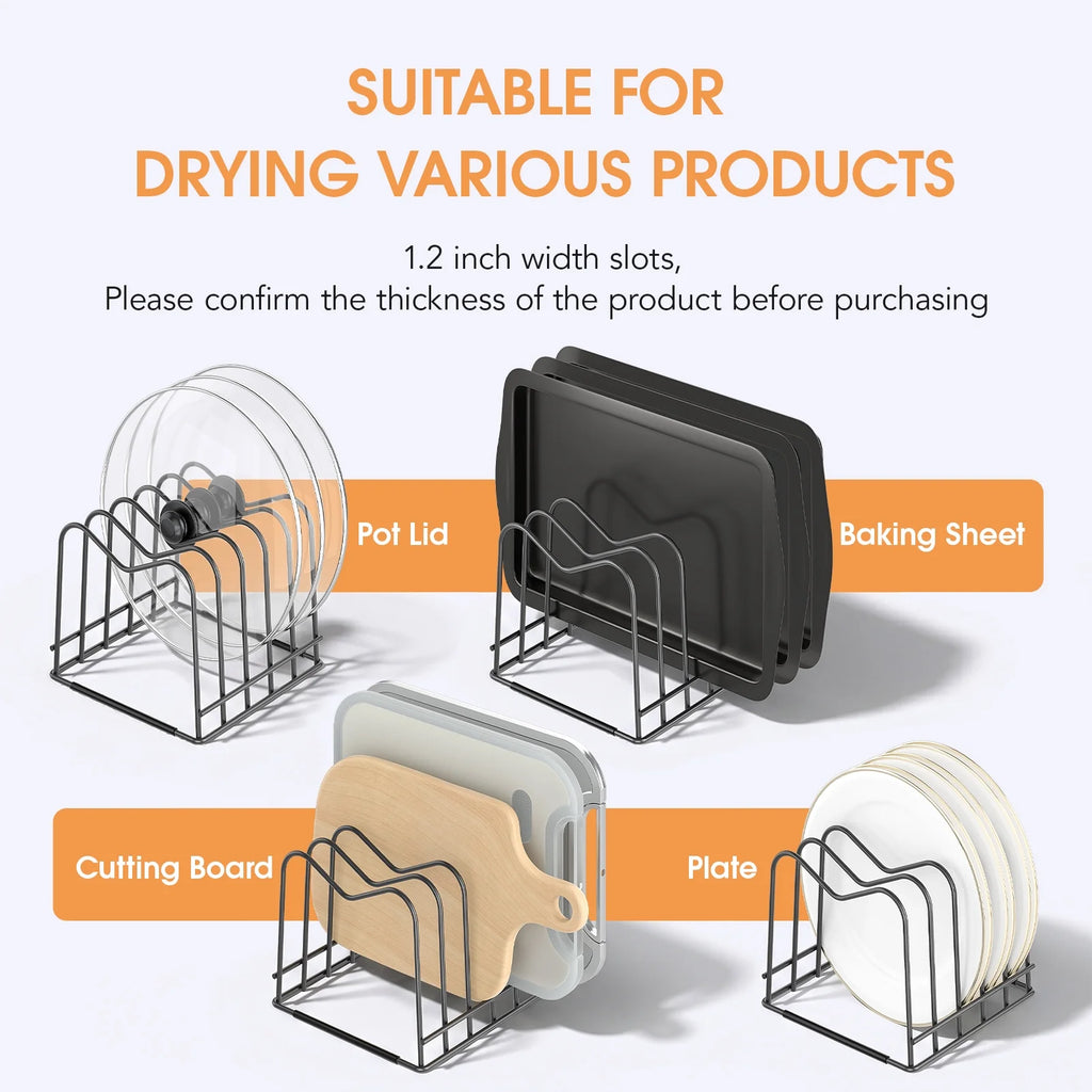 Cutting Board Holder Stand and Baking Sheet Rack for Cabinet, Kitchen Organizer for Boards, Baking Sheets, Lids and Skillets, Pot and Pan Organizer inside Cabinet, 1 Pack