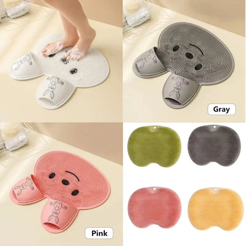 Bathing anti Slip Mat Exfoliating Shower Massage Scraper Bathroom Non-Slip Bath Mat Back Massage Brush Silicone Foot Wash Mat