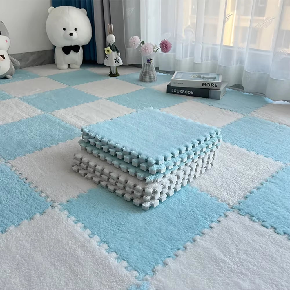 Soft Plush Children'S Mat Baby Toys Eva Foam Puzzle Carpet Warm Children Play Mats Interlocking Rugs Infant Carpet 30*30*1Cm