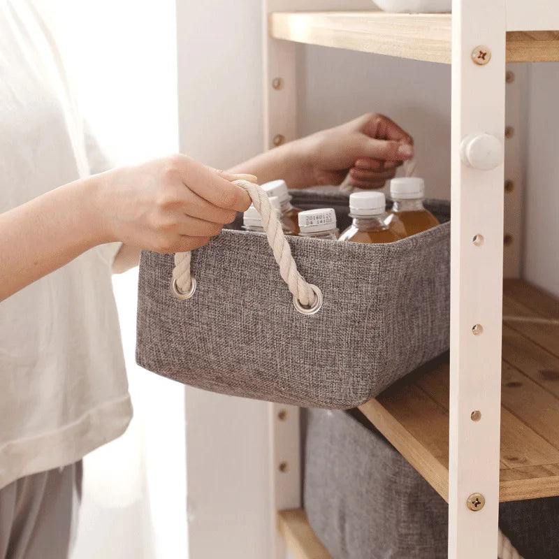 Folding Storage Basket Linen Storage Fabric Wardrobe Office Bedroom Closet Kids Toys Laundry Basket Sundries Storage Box