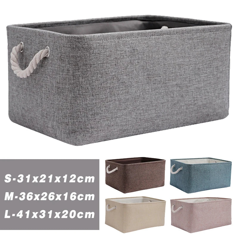 Folding Storage Basket Linen Storage Fabric Wardrobe Office Bedroom Closet Kids Toys Laundry Basket Sundries Storage Box
