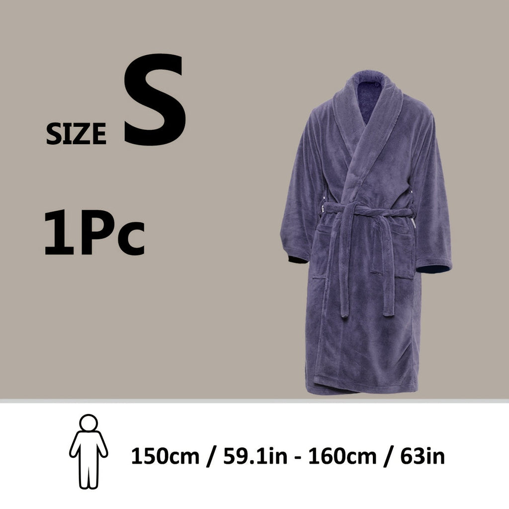 Unisex Extra Warm Coral Fleece Bathrobe Mens and Women Adult Robes for Your Bathroom Bath Towel Bedroom Shawl Collar Robes, Valentines gift for lovers - Elle Ere Peace