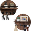 Key Holder for Wall Set, 9.8 Inch Circular Key Holder (Brown) and 11.8 Inch Key Holder for Wall (Brown)