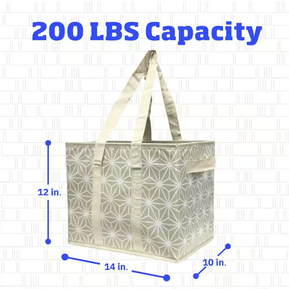 6 Gal. Collapsible Storage Totes, Gray Geo 3-Pack
