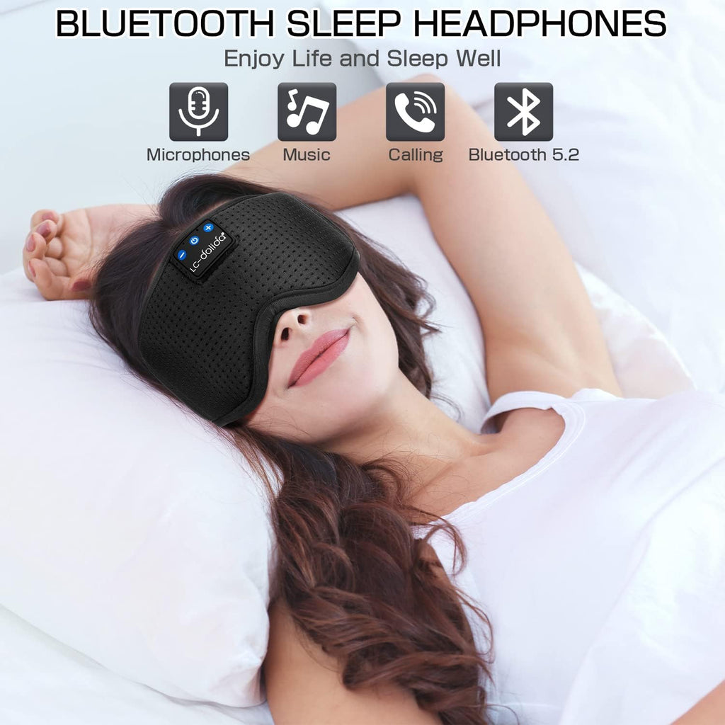 Sleep Headphones Sleep Mask with Bluetooth Headphones,  Eye Mask for Sleeping Eye Pillow Sleeping Headphones for Side Sleepers Thin Speaker Cool Gadgets Gifts for Men&Women