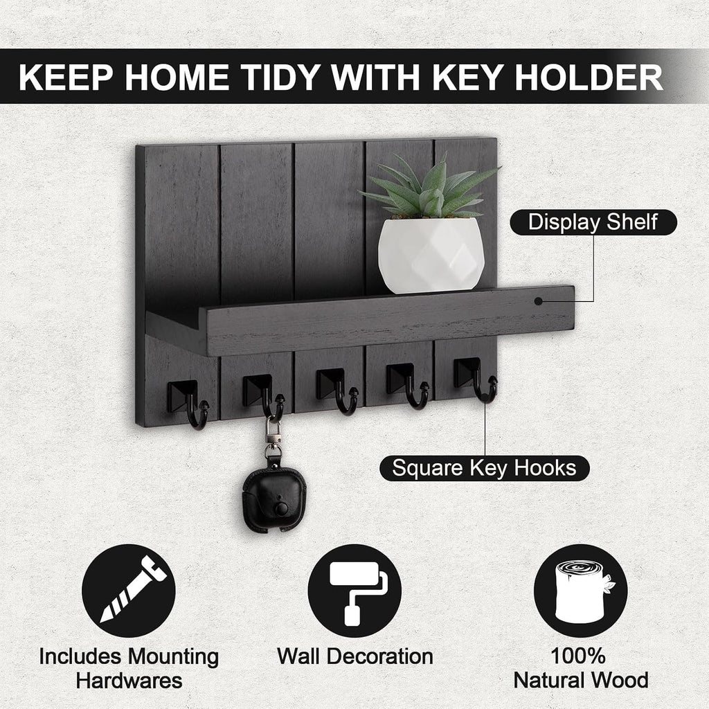 Key Holder for Wall, Decorative Key Holder with Shelf