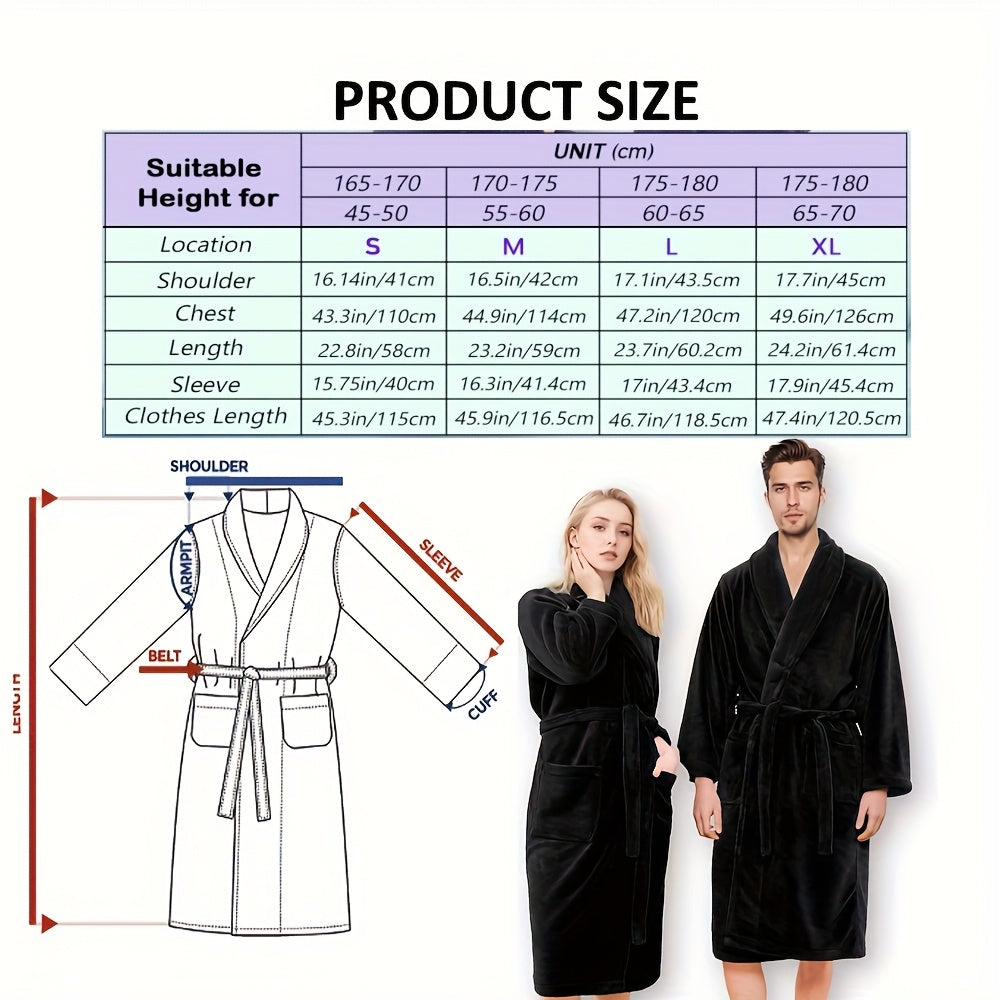 Unisex Extra Warm Coral Fleece Bathrobe Mens and Women Adult Robes for Your Bathroom Bath Towel Bedroom Shawl Collar Robes, Valentines gift for lovers - Elle Ere Peace