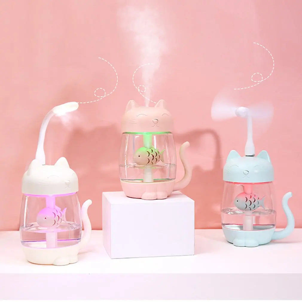 Cute Cat Air Humidifier With LED Light - Elle Ere Peace