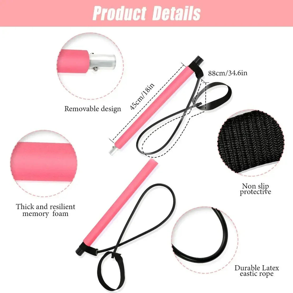 Portable Yoga Pilates Bar Stick with Resistance Band - Elle Ere Peace