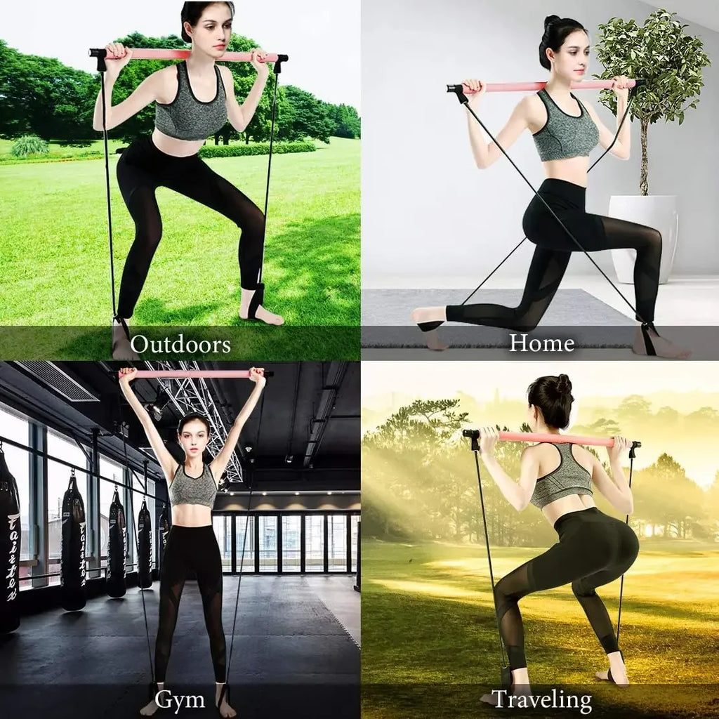 Portable Yoga Pilates Bar Stick with Resistance Band - Elle Ere Peace