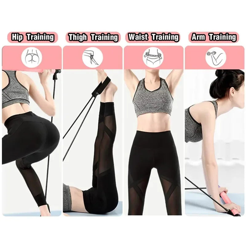 Portable Yoga Pilates Bar Stick with Resistance Band - Elle Ere Peace