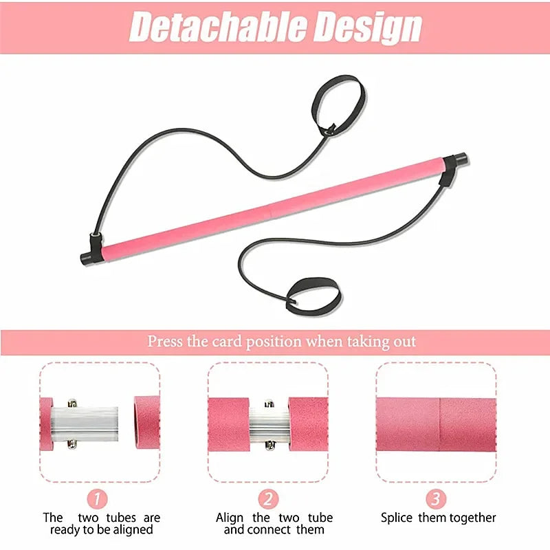 Portable Yoga Pilates Bar Stick with Resistance Band - Elle Ere Peace