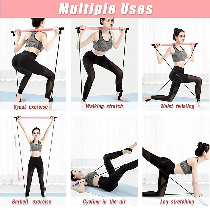 Portable Yoga Pilates Bar Stick with Resistance Band - Elle Ere Peace