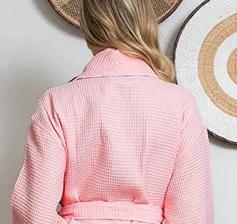 Women’s Waffle Piping Bathrobe – Lightweight Spa-Style Comfort - Elle Ere Peace