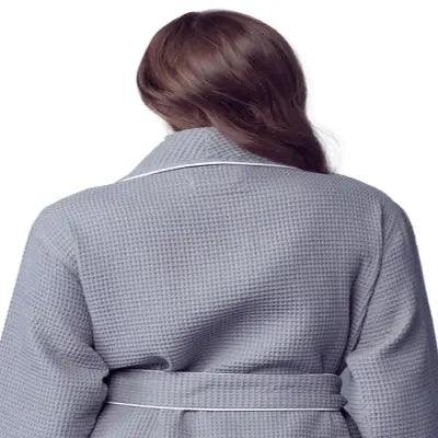 Women’s Waffle Piping Bathrobe – Lightweight Spa-Style Comfort - Elle Ere Peace