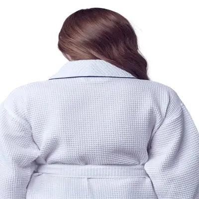 Women’s Waffle Piping Bathrobe – Lightweight Spa-Style Comfort - Elle Ere Peace