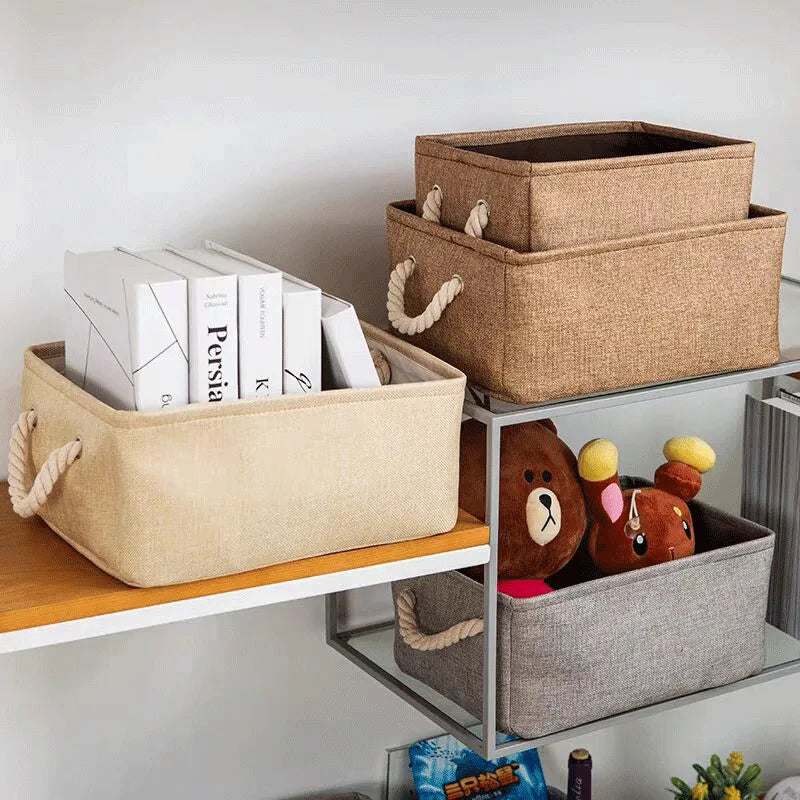 Folding Storage Basket Linen Storage Fabric Wardrobe Office Bedroom Closet Kids Toys Laundry Basket Sundries Storage Box