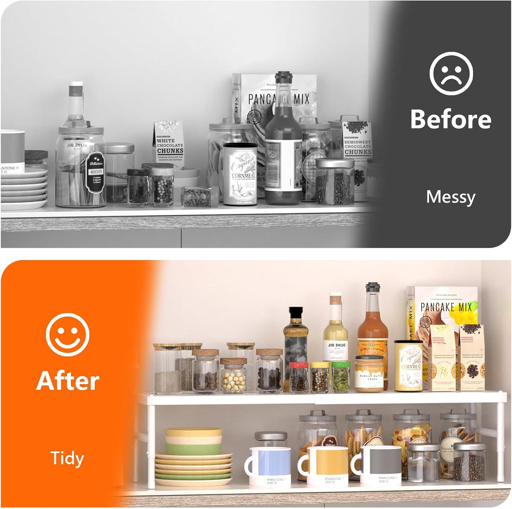 2 Pack Expandable Adjustable Stackable Kitchen Cabinet Organizer,Spice Rack