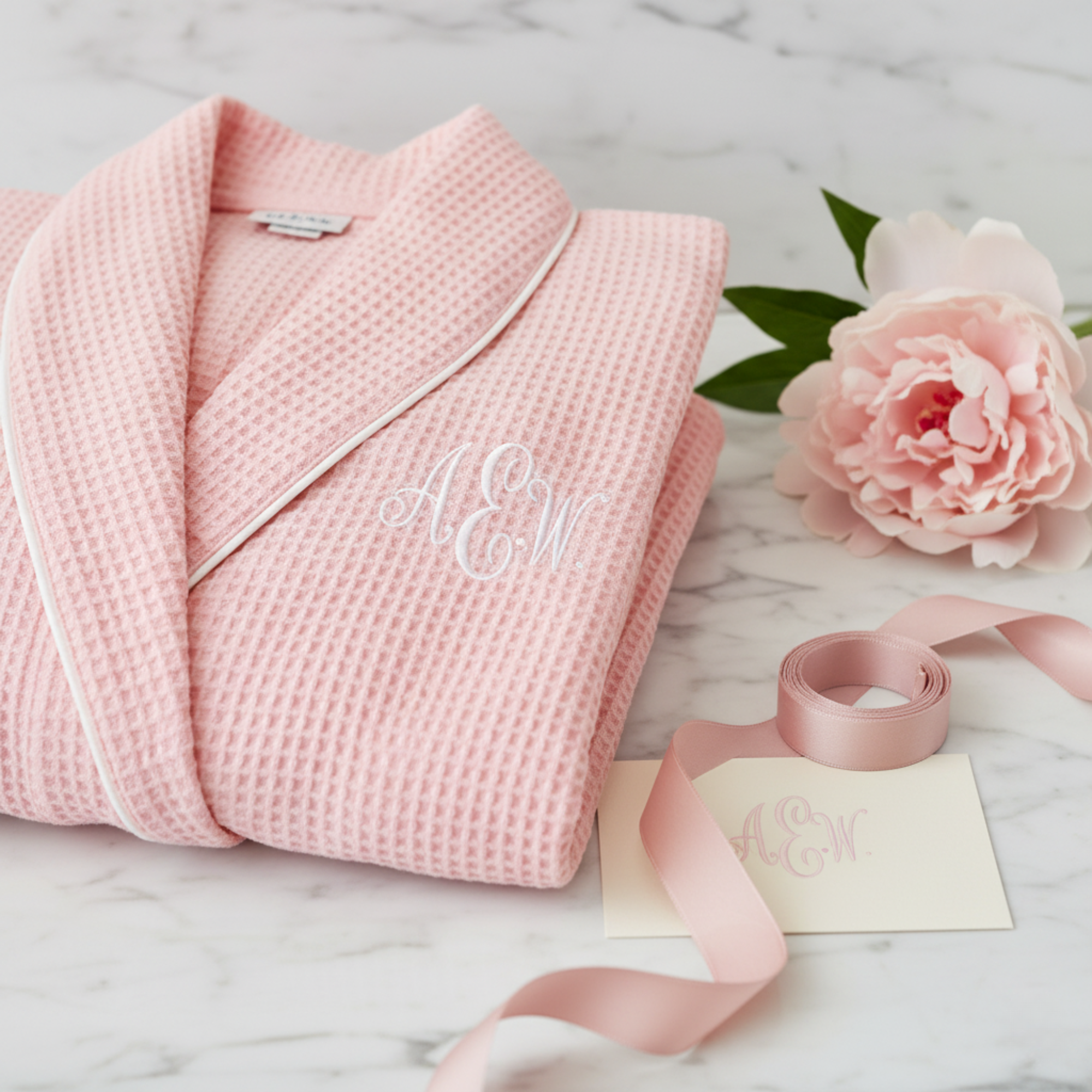 Women’s Waffle Piping Bathrobe – Lightweight Spa-Style Comfort - Elle Ere Peace