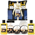 Luxury Spa Skincare Sandalwood Gift Set for Men | Fathers Day Gifts Set for Bath and Body | Mens Body Wash Gifts | Gifts for Men | Cleansing, Moisturizing, Exfoliating | 7-Piece Bundle