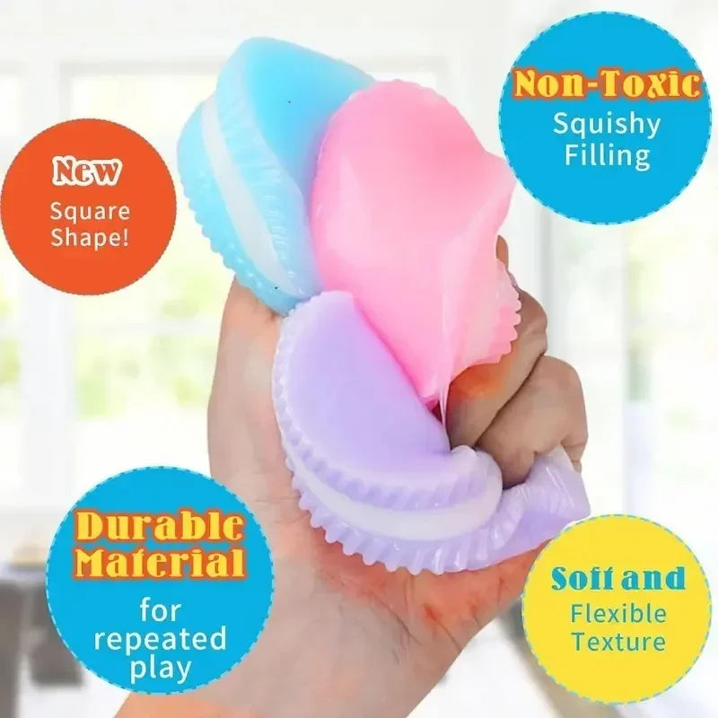 Cute Biscuit Stress Silicone Statue Stretchable Squeeze Cookie Pinch Figurines Soft Pinching Figure Home Decor Creative Gifts