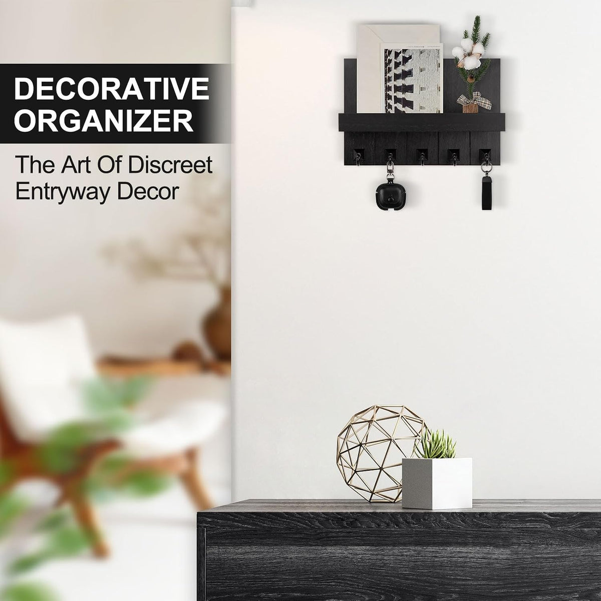 Key Holder for Wall, Decorative Key Holder with Shelf