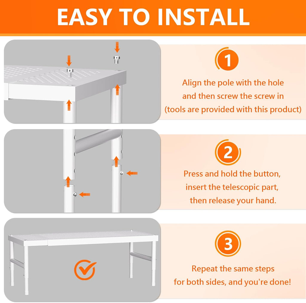 2 Pack Expandable Adjustable Stackable Kitchen Cabinet Organizer,Spice Rack
