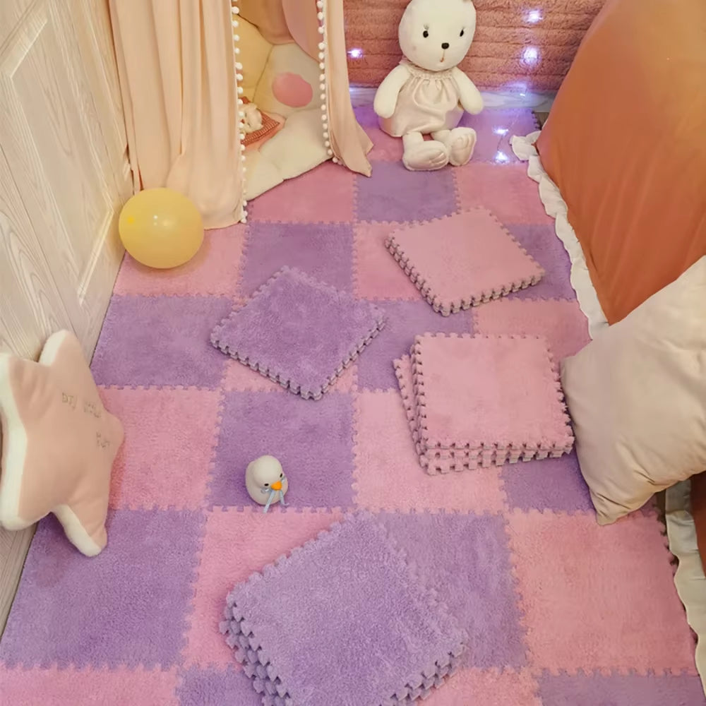 Soft Plush Children'S Mat Baby Toys Eva Foam Puzzle Carpet Warm Children Play Mats Interlocking Rugs Infant Carpet 30*30*1Cm