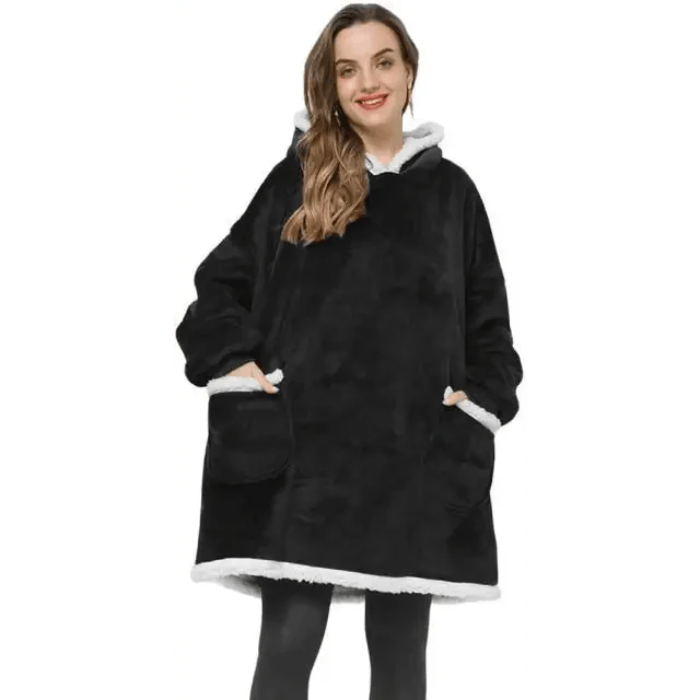 Fashion Winter Oversized Hoodie Women Sweatshirt Hooded Bathrobe Coats Blanket With Sleeves Fleece Christmas TV Blanket Warm Blank Flannel Hoodie Cozy Plush Blanket Hooded Blanket Design Hoodie For Men Women - Elle Ere Peace