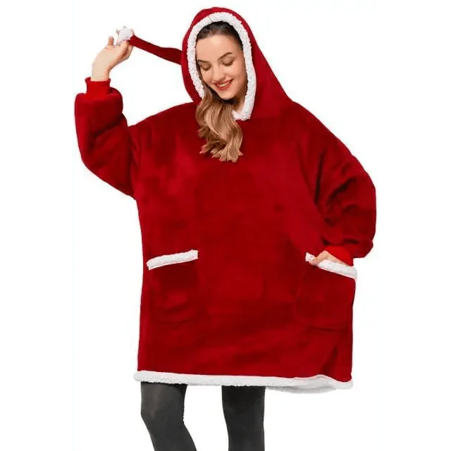 Fashion Winter Oversized Hoodie Women Sweatshirt Hooded Bathrobe Coats Blanket With Sleeves Fleece Christmas TV Blanket Warm Blank Flannel Hoodie Cozy Plush Blanket Hooded Blanket Design Hoodie For Men Women - Elle Ere Peace