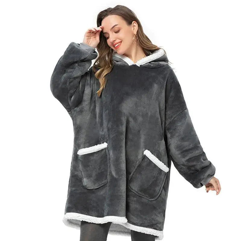 Fashion Winter Oversized Hoodie Women Sweatshirt Hooded Bathrobe Coats Blanket With Sleeves Fleece Christmas TV Blanket Warm Blank Flannel Hoodie Cozy Plush Blanket Hooded Blanket Design Hoodie For Men Women - Elle Ere Peace