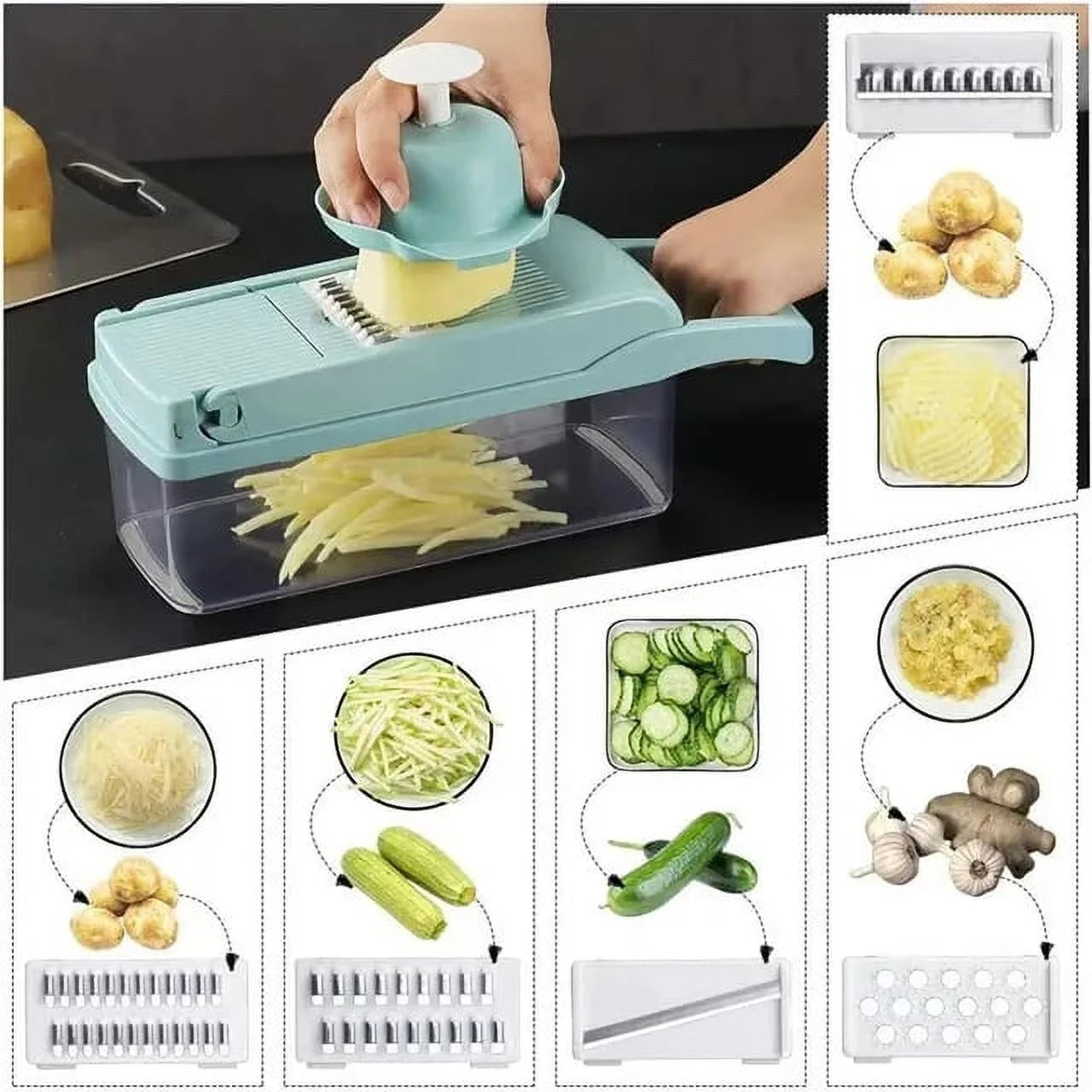 Stainless Steel Food Chopper, Small Vegetable Slicer, White