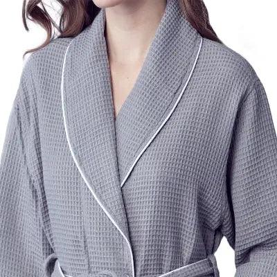 Women’s Waffle Piping Bathrobe – Lightweight Spa-Style Comfort - Elle Ere Peace