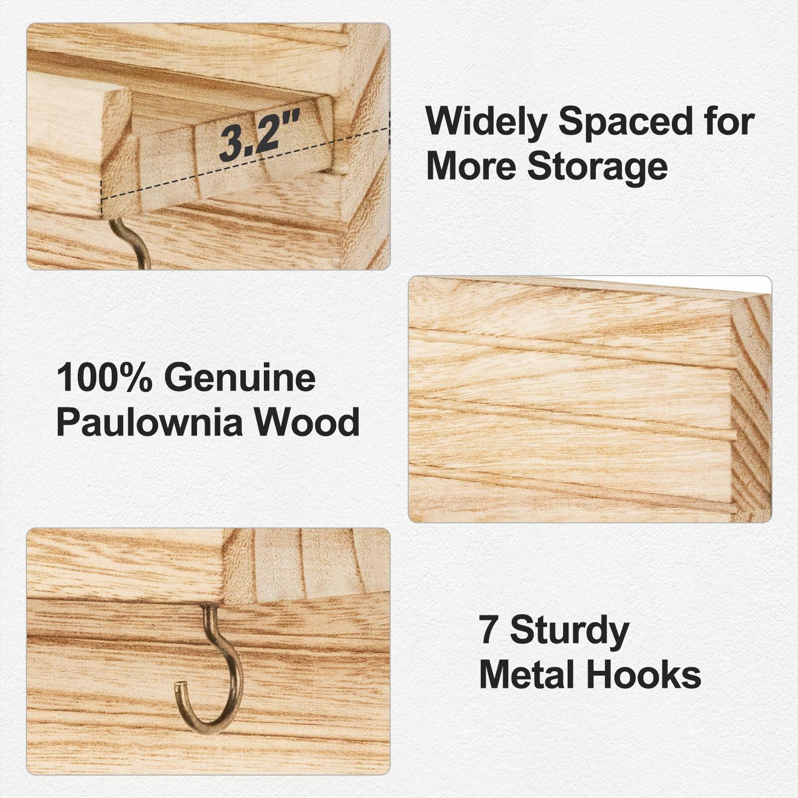 Lwenki Wall Mount Key Holder with 7 Hooks & Shelf 13.8x5.3x3.2 Inches