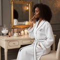 Women’s Waffle Piping Bathrobe – Lightweight Spa-Style Comfort - Elle Ere Peace
